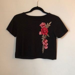 Crop Top With Floral Design